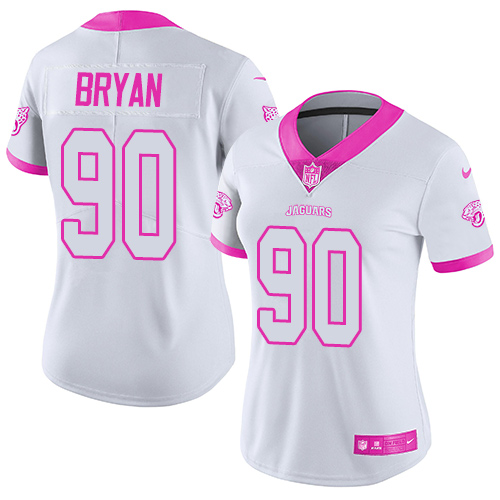 Nike Jacksonville Jaguars #90 Taven Bryan White Pink Women Stitched NFL Limited Rush Fashion Jersey->women nfl jersey->Women Jersey